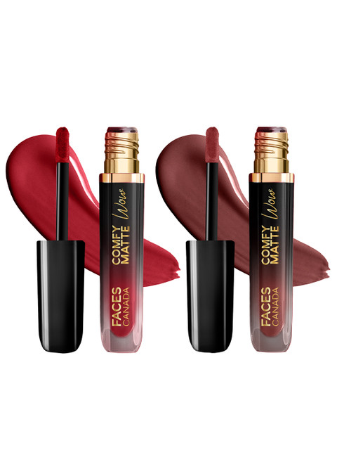 FACES CANADA Set Of 2 Comfy Matte Wow Liquid Lipstick - 3.8 ml Each - 07 - 05