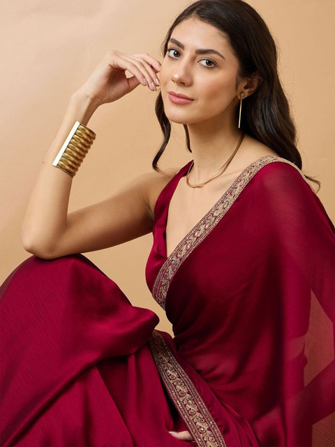 Celeb Styles Embellished Zari Pure Georgette Designer Saree - Image 3