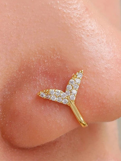 Anouk Set Of 3 Cubic Zirconia Studded Ring Nosepin - Image 5