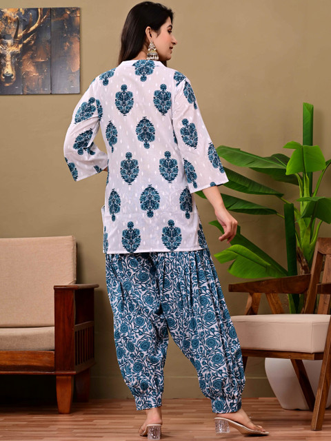 AAYUFAB Women Ethnic Motifs Printed Regular Pure Cotton Kurta with Patiala - Image 6