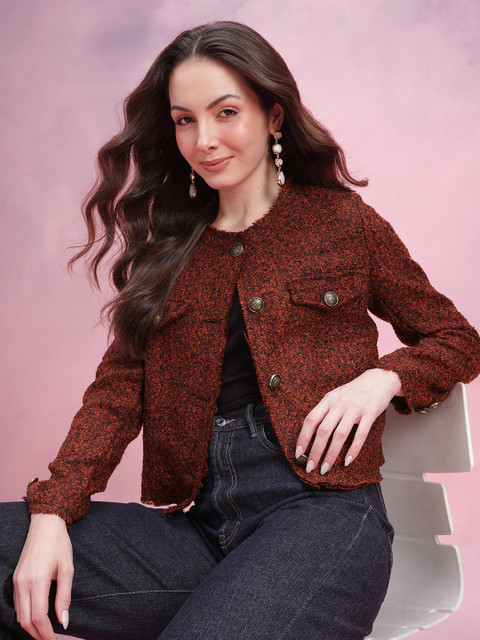 DressBerry Tweed Collarless Coat