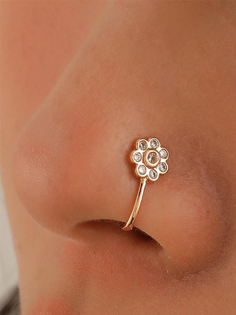 Anouk Set Of 3 Cubic Zirconia Studded Ring Nosepin - Image 4