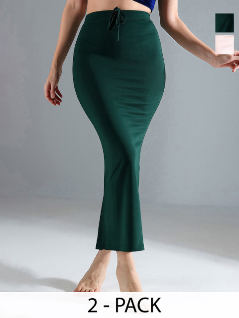 IndianRang Pack Of 2 Stretchable High-Rise Mermaid Fit Saree Shapewear