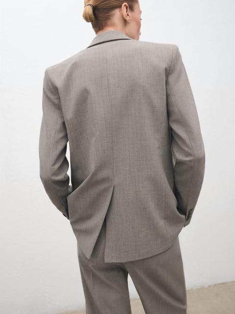 MANGO Notched Lapel Double-Breasted Wool Blend blazer - Image 3