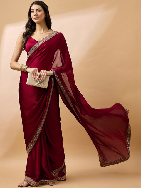 Celeb Styles Embellished Zari Pure Georgette Designer Saree