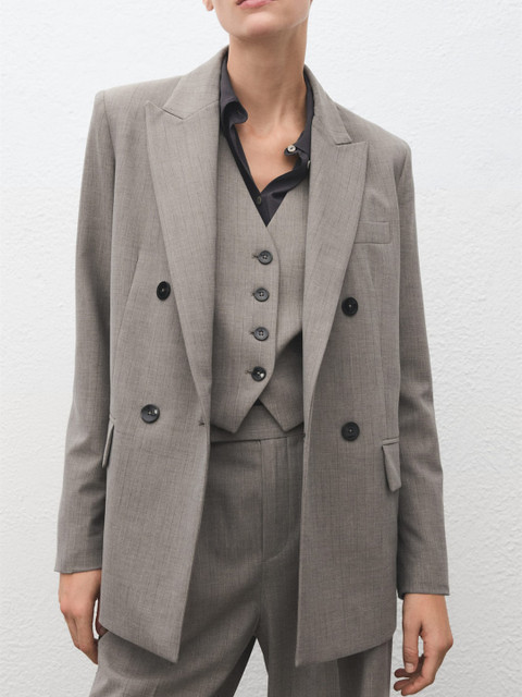 MANGO Notched Lapel Double-Breasted Wool Blend blazer - Image 2