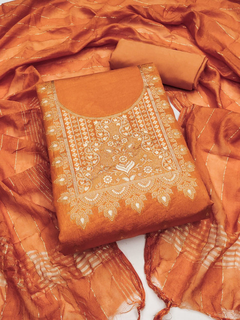 Nayanthara Trends Ethnic Motifs Embroidered Zari Unstitched Dress Material