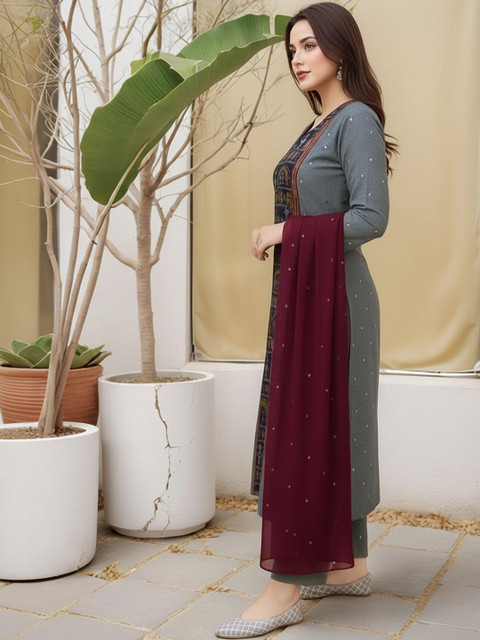 SZN Women Ethnic Motifs Printed Regular Kurta with Trousers & With Dupatta