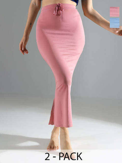 IndianRang Pack Of 2 Stretchable High-Rise 4-Way Stretchable Mermaid Fit Saree Shapewear