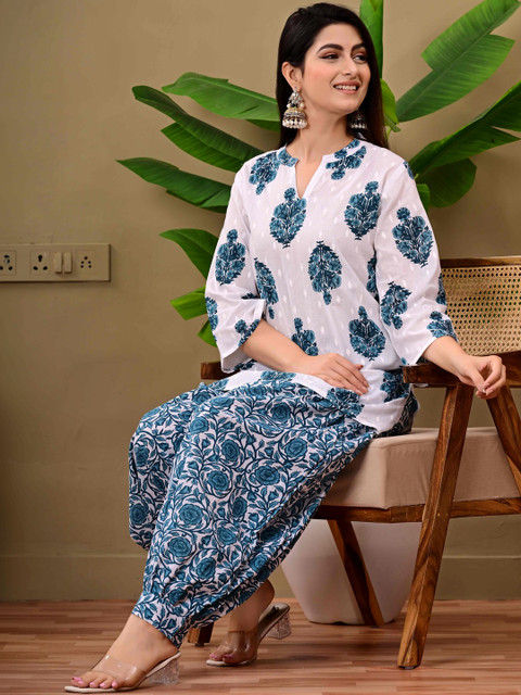 AAYUFAB Women Ethnic Motifs Printed Regular Pure Cotton Kurta with Patiala - Image 7