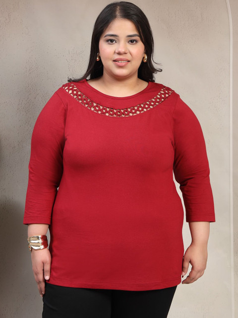 plusS Women Cut Outs T-shirt