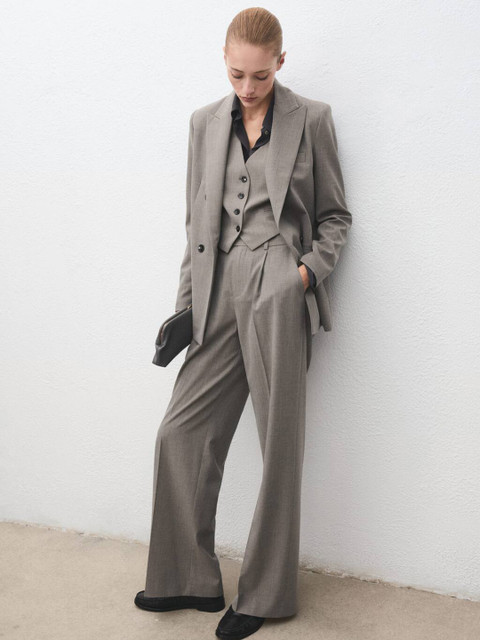 MANGO Notched Lapel Double-Breasted Wool Blend blazer - Image 4