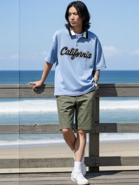 AVEJO Men Typography Printed Polo Collar T-shirt