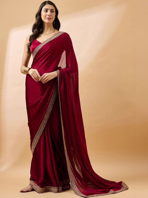 Celeb Styles Embellished Zari Pure Georgette Designer Saree - Image 4