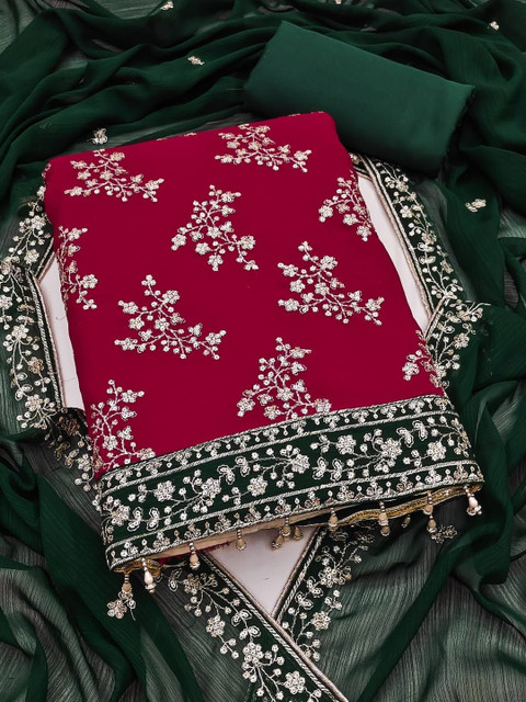 Nayanthara Trends Floral Embroidered Zari Unstitched Dress Material