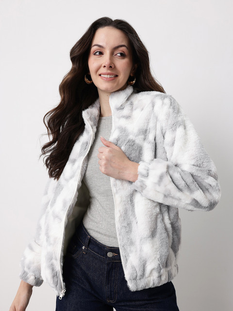 Mast & Harbour Mock Collar Faux Fur Tailored Jacket