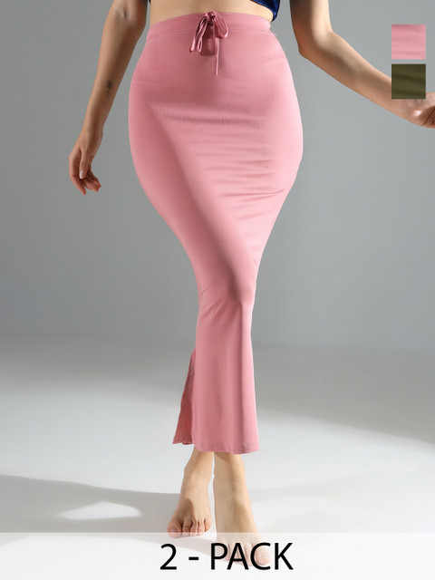 IndianRang Pack Of 2 Women Stretchable High-Rise Mermaid Fit Saree Shapewear