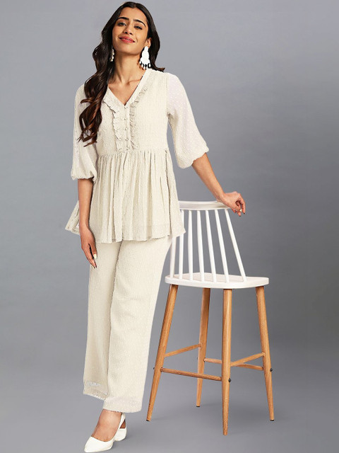 THREAD BOX Women Empire Thread Work Kurta with Trousers