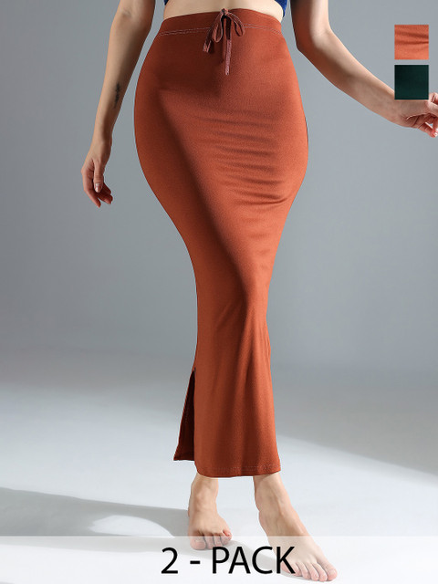 IndianRang Pack Of 2 Stretchable High-Rise Mermaid Fit Saree Shapewear