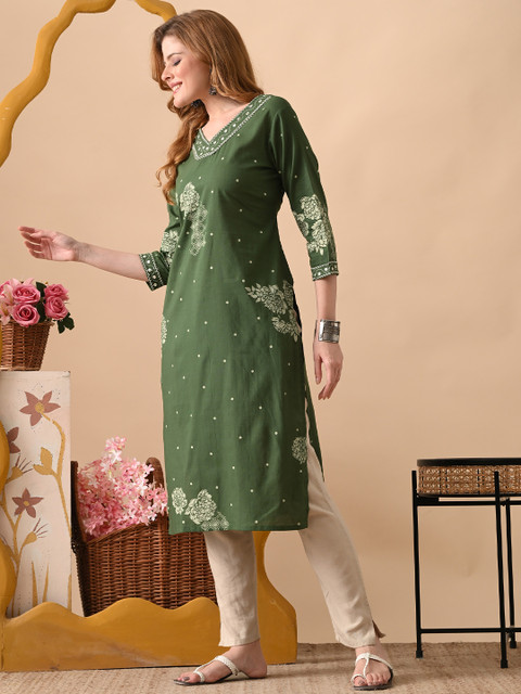 PHYSIL Women Floral Print Pure Cotton Straight Kurta - Image 3