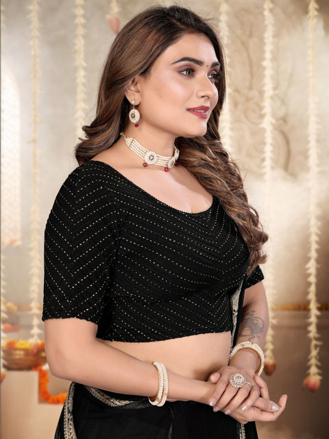 B.TEX FASHION Embellished Round Neck Saree Blouse