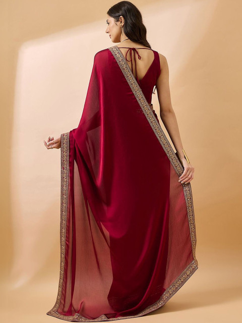 Celeb Styles Embellished Zari Pure Georgette Designer Saree - Image 2