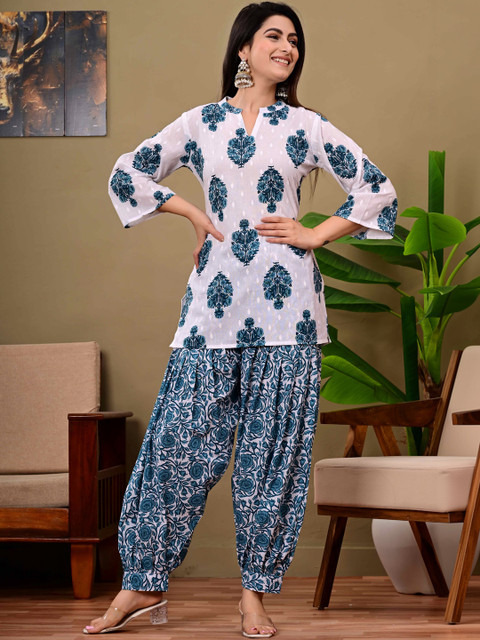 AAYUFAB Women Ethnic Motifs Printed Regular Pure Cotton Kurta with Patiala - Image 5
