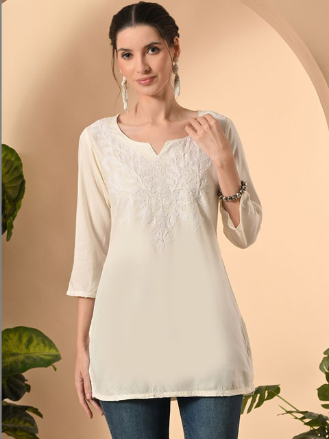 Akshatani Ethnic Motifs Embroidered Chikankari Chikankari Kurti