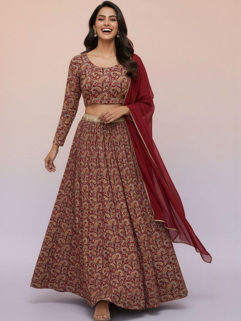 LIPS CROWN Printed Semi-Stitched Lehenga & Blouse With Dupatta - Image 3
