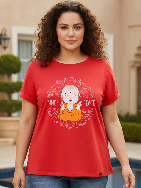 Bewakoof Inner Peace Graphic Printed Plus Size Pure Cotton T-shirt