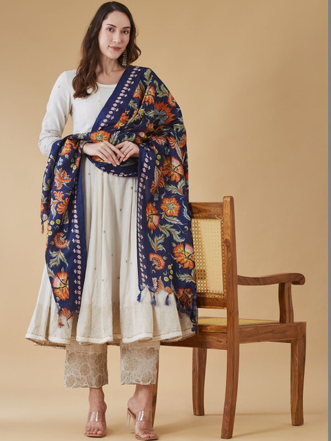 AKSHADEEP Floral Printed Dupatta