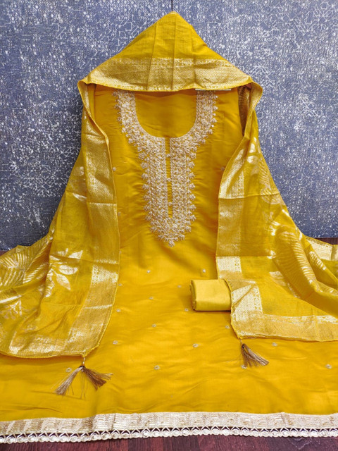 KALINI Embroidered Pure Cotton Unstitched Dress Material - Image 3