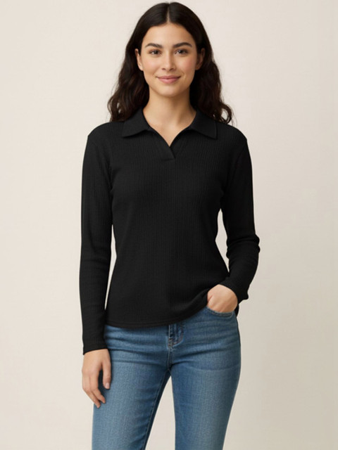 Reifica Women Polo Collar Pure Cotton T-shirt