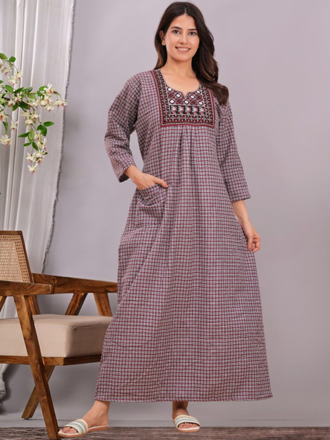 DGSM CRAFT Checked Maxi Nightdress
