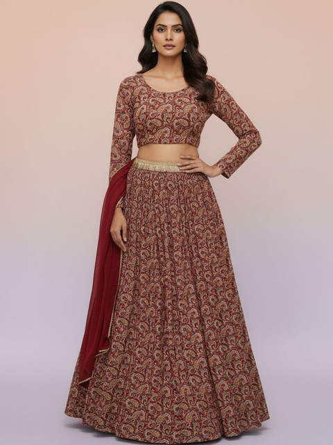 LIPS CROWN Printed Semi-Stitched Lehenga & Blouse With Dupatta - Image 2