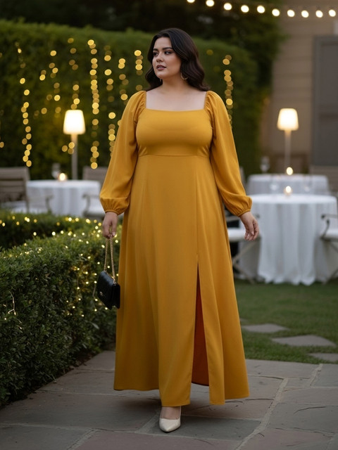 Berrylush Curve Plus Size Puff Sleeve Maxi Dress