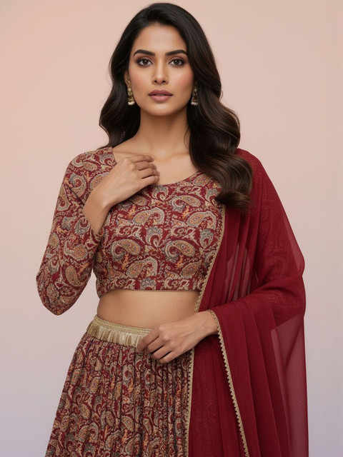 LIPS CROWN Printed Semi-Stitched Lehenga & Blouse With Dupatta - Image 4