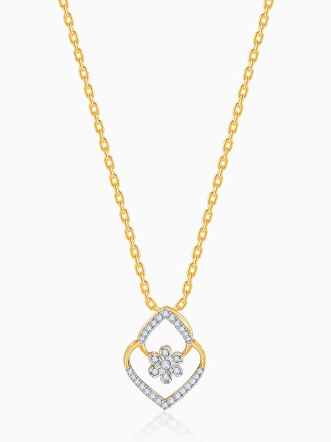 GIVA 14Kt Gold Floral Beauty Pendant With 0.21 Carat Lab Grown Diamond - 1.33 g