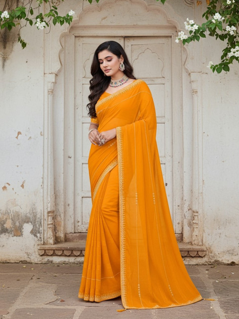 DESI RIWAAZ Embellished Zari Pure Georgette Fashion Saree