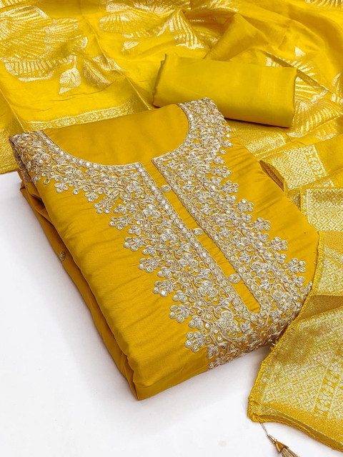 KALINI Embroidered Pure Cotton Unstitched Dress Material