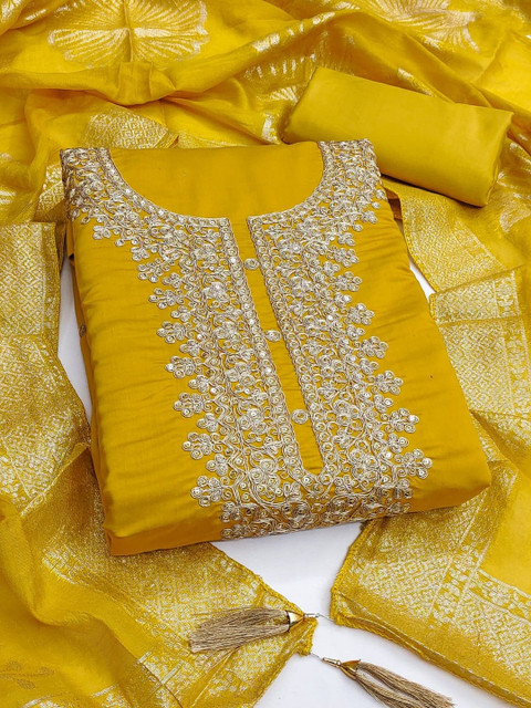 KALINI Embroidered Pure Cotton Unstitched Dress Material - Image 2