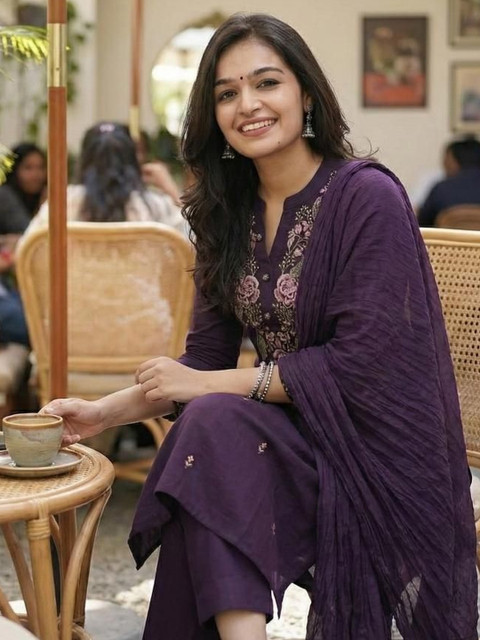 Kethi Fashion Women Floral Embroidered Regular Thread Work Kurta with Palazzos & With Dupatta