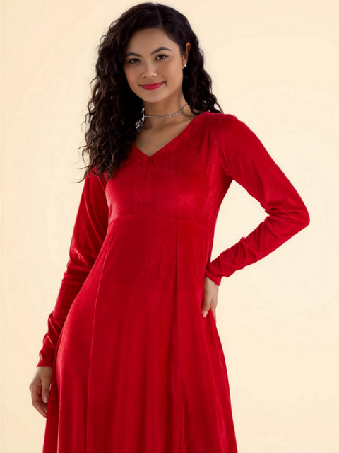 DressBerry Velvet A-Line Midi Dress