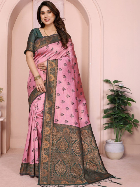 Frankoliyan Ethnic Motifs Zari Art Silk Kanjeevaram Saree