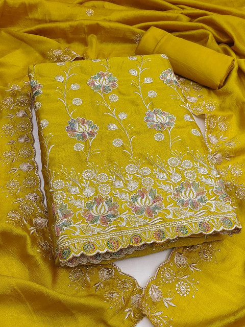 LeeliPeeri Designer Embroidered Unstitched Dress Material