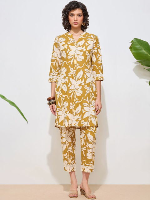 Fourleaf Printed Mandarin Collar Tunic & Trousers Co-Ords
