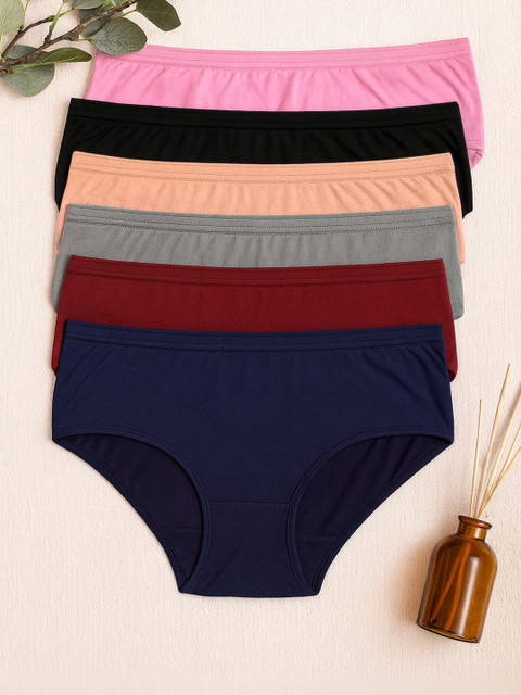 FiveFlag Pack Of 6 Combed Cotton Hipster Briefs