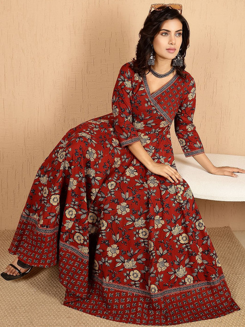 GULMOHAR JAIPUR Women Floral Printed Indie Prints Anarkali Kurta