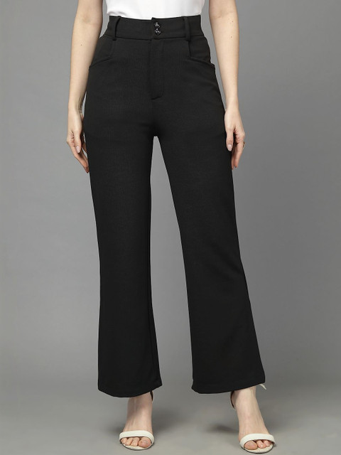 Style Quotient Women Solid Self Design Polyester Trouser