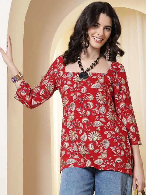 Anouk Rustic Floral Printed Square Neck Kurti